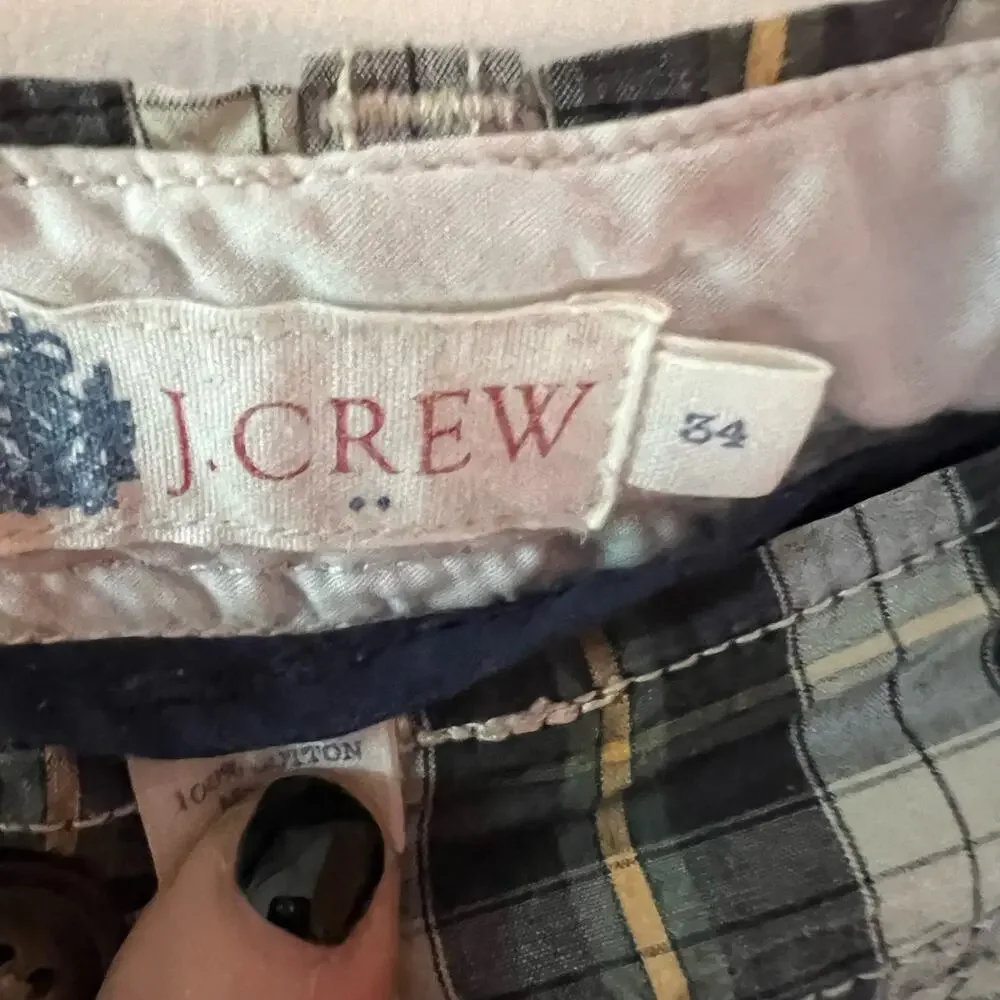 J. Crew Vintage -Bundle of 2 Madras Plaid Cotton Drawstring Shorts SZ 34​​​